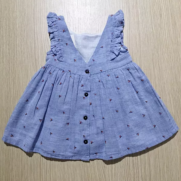 Vestido Dos Piezas Azul Con Patron Hojas.