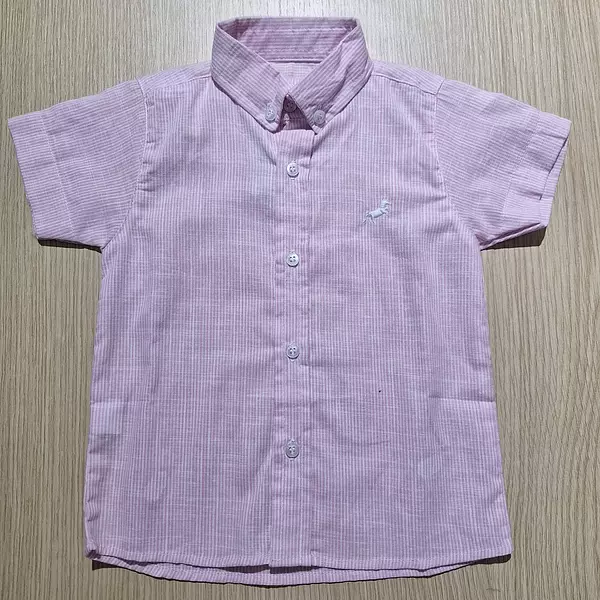 Camisa Manga Corta Patron Rayas Rosadas.